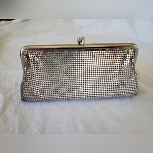 Vintage Whiting & Davis silver mesh kisslock evening clutch purse EXCELLENT COND